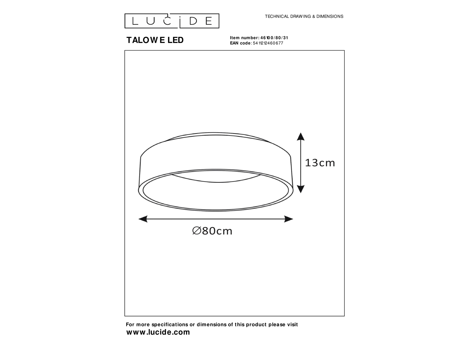 Stropní LED svítidlo Talowe bílé, 80W, 3000K, ø80cm