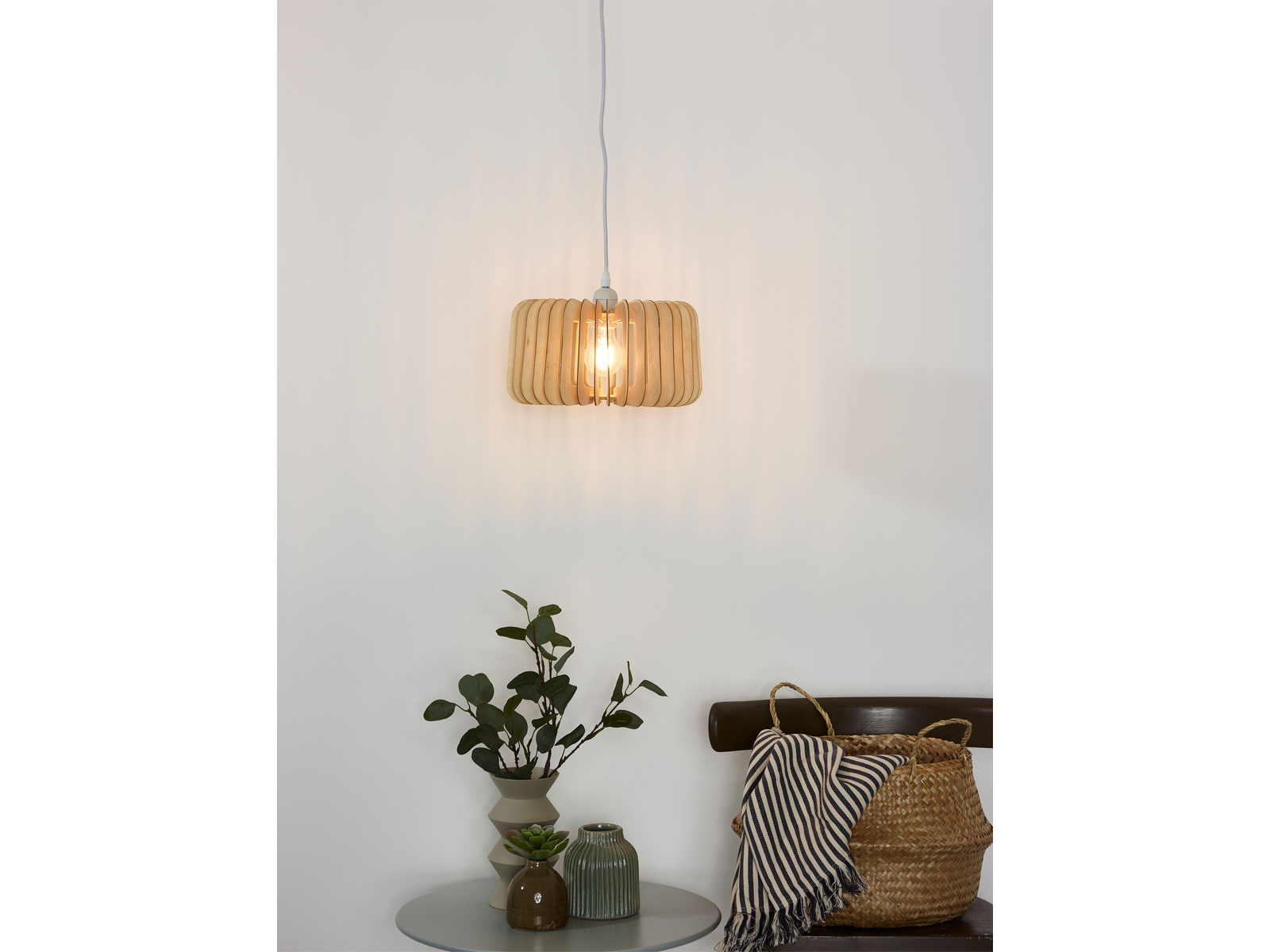 Závěsné svítidlo Etta, přírodní, E27, ø29cm