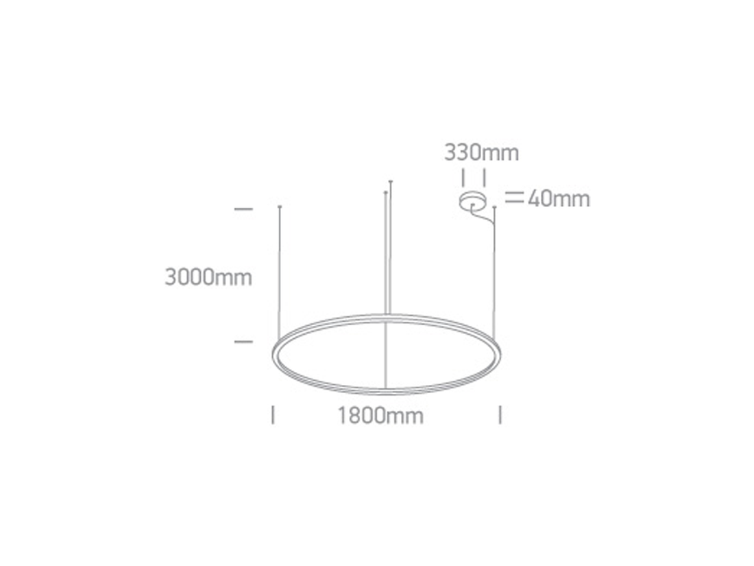 Závěsné LED svítidlo kruh, černé, 100W, 3000K, ø180cm, IP20