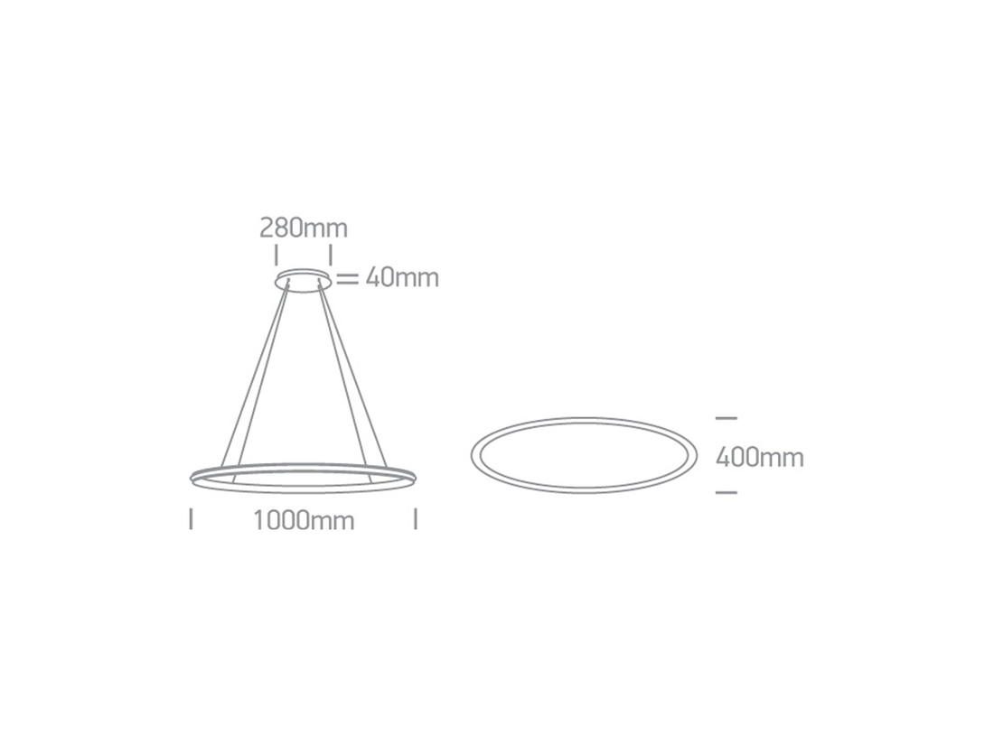 Závěsné LED svítidlo ovál, bílé, 25W, 3000K, 100cm, IP20