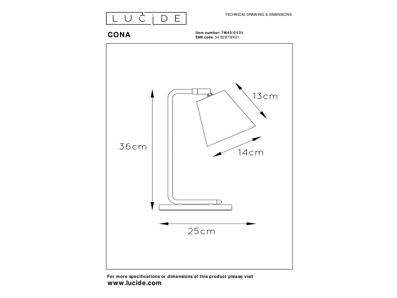 Stolní lampa Cona, bílá, E14, 36cm