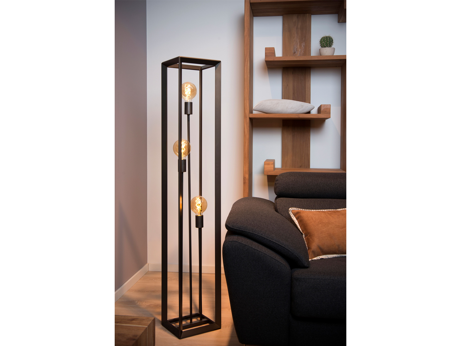 Stojací lampa Thor, šedý kov, 3xE27, 140cm