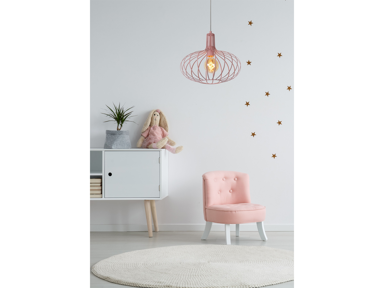 Závěsné svítidlo Merlina, růžové, E27, ø38cm