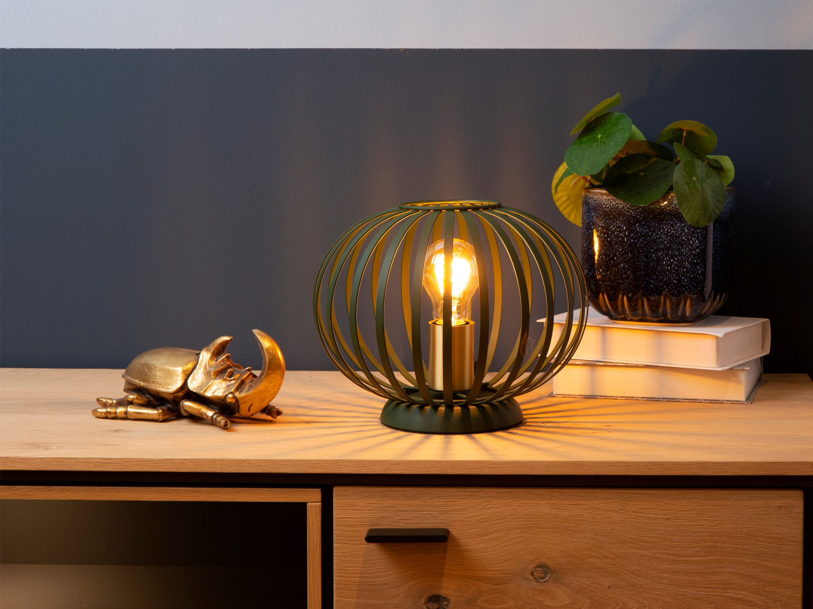 Stolní lampa Manuela zelená, E27, ø25,5cm