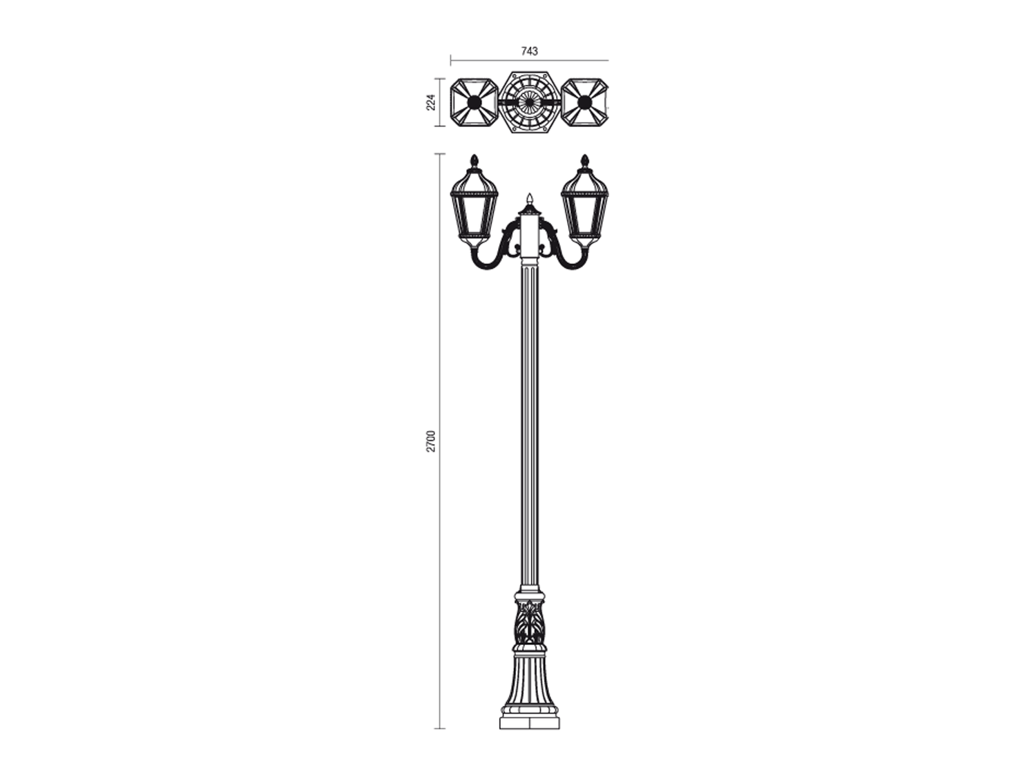 Stojací lampa Essen hnědá, 2xE27, 270cm