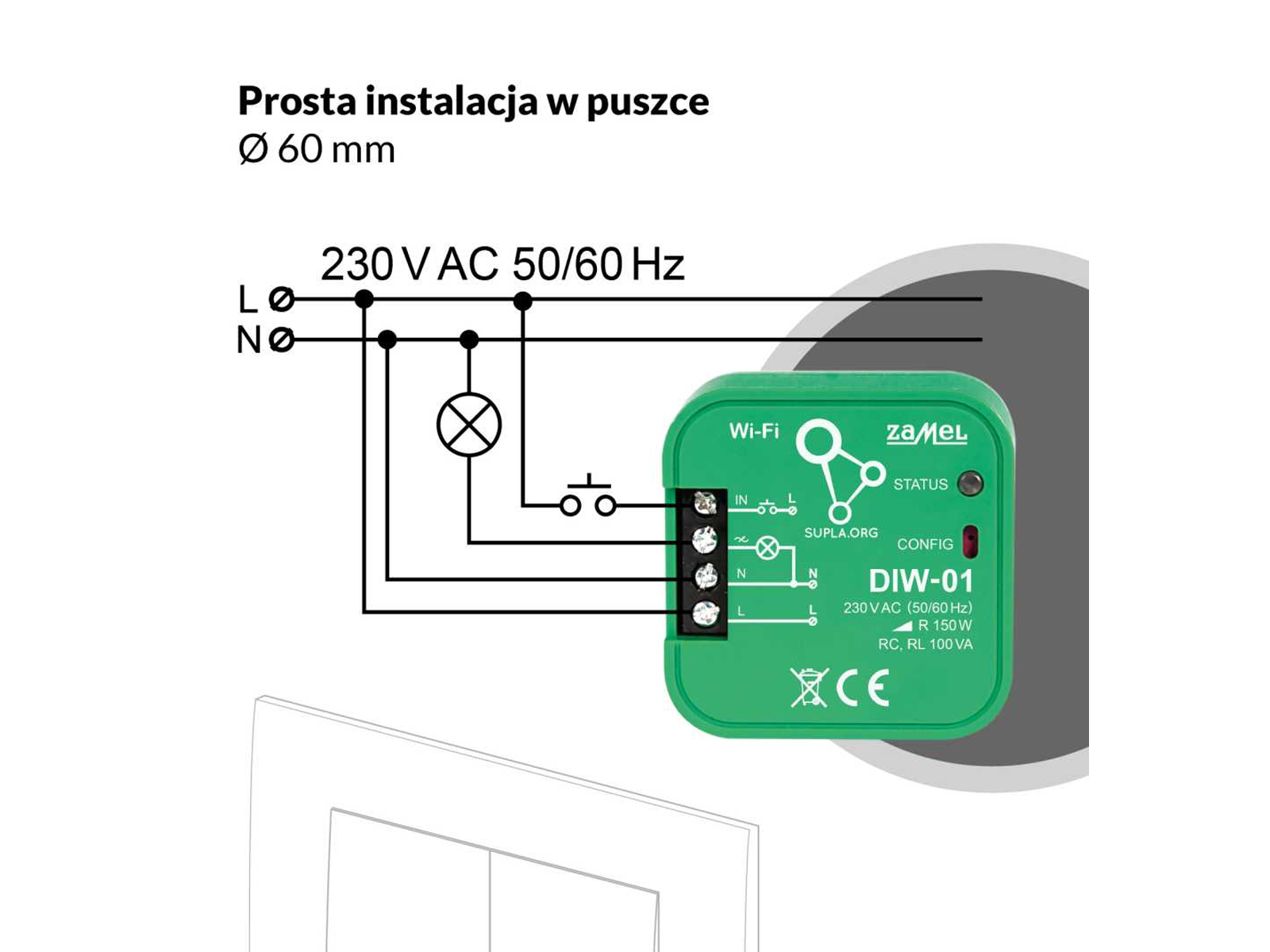 Wi-Fi stmívač osvětlení Supla DIW-01