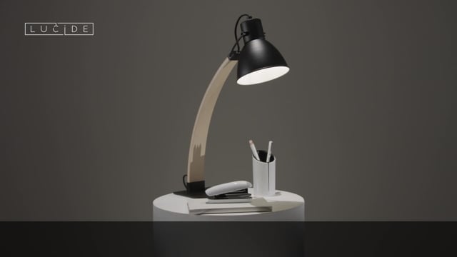 Stolní lampa Curf, černá/přírodní, E27, 54cm