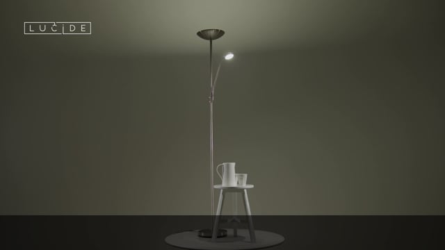 Stojací LED lampa Zenith saténový chrom, 20W, 4W, 3000K, 180cm