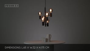 Závěsný lustr Leanne černý, 6xE27, ø65cm