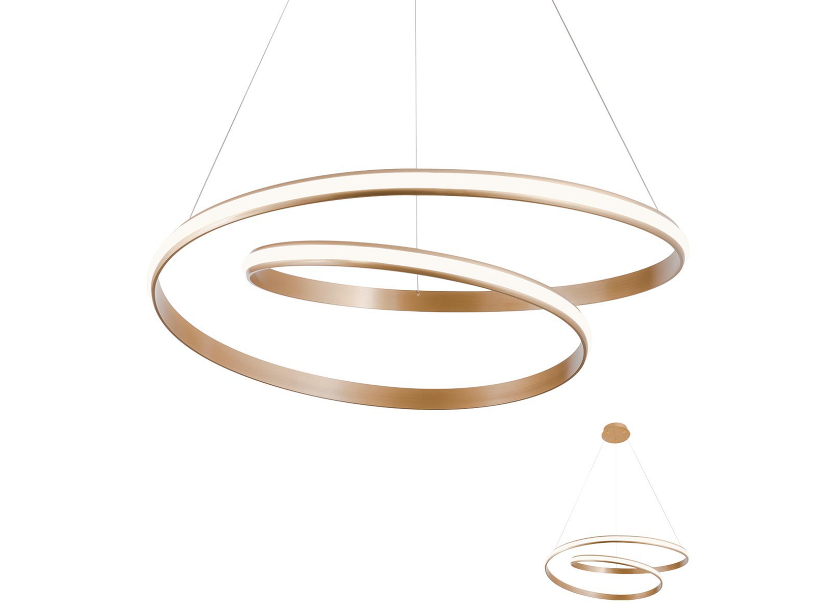 Závěsné LED stmívatelné svítidlo Torsion bronz, 35W, 4000K, ø74cm