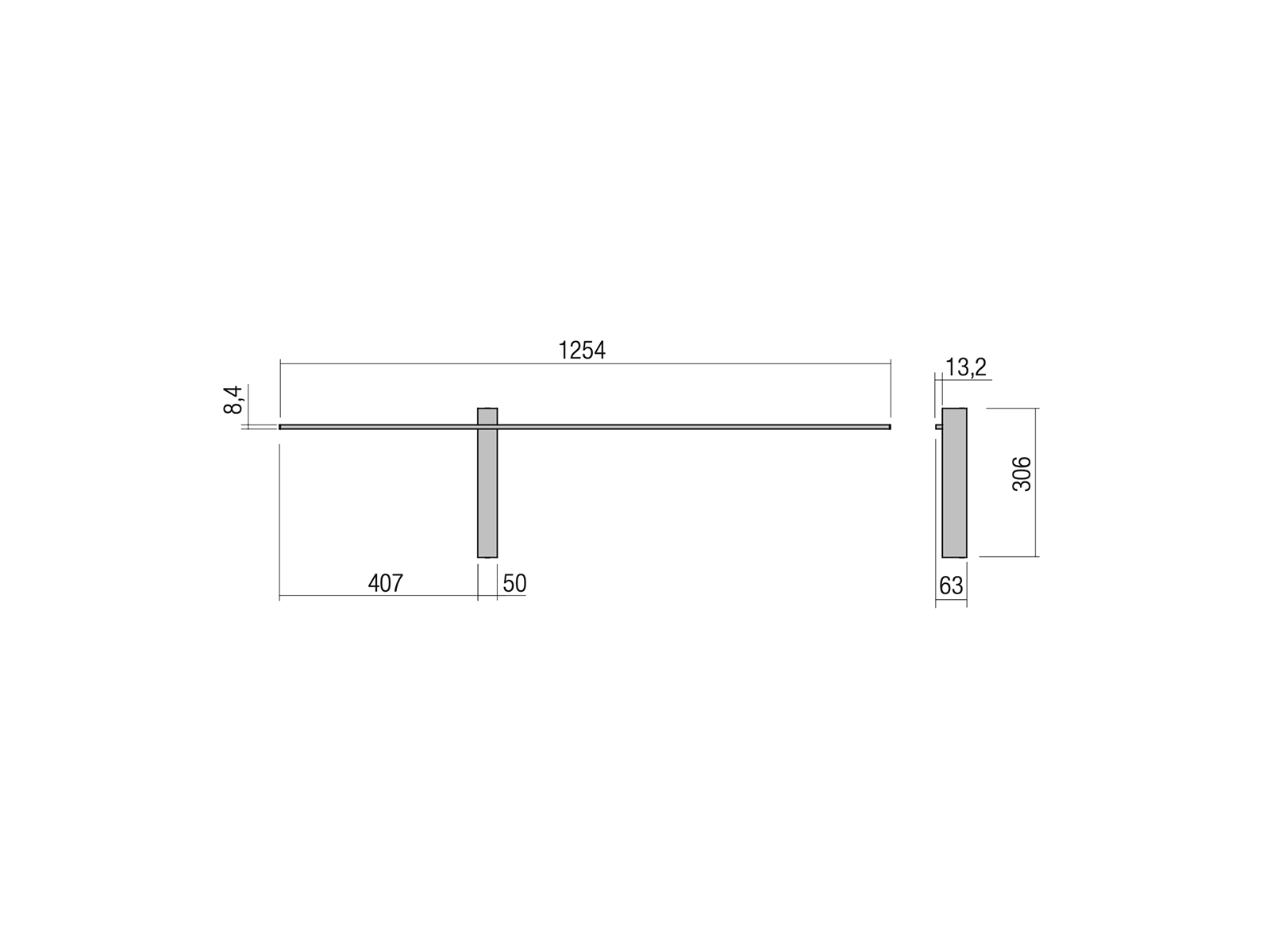 Nástěnné LED svítidlo Tangent pískově bílé, 14W, 3000K, 125cm