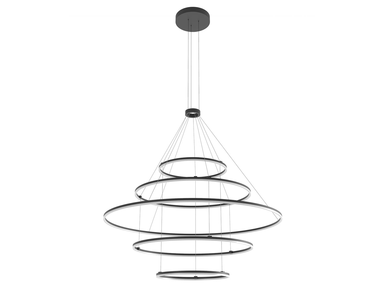 Závěsné LED stmívatelné svítidlo Orbit pískově černé, 286W, 4000K, ø150, ø100, ø60cm