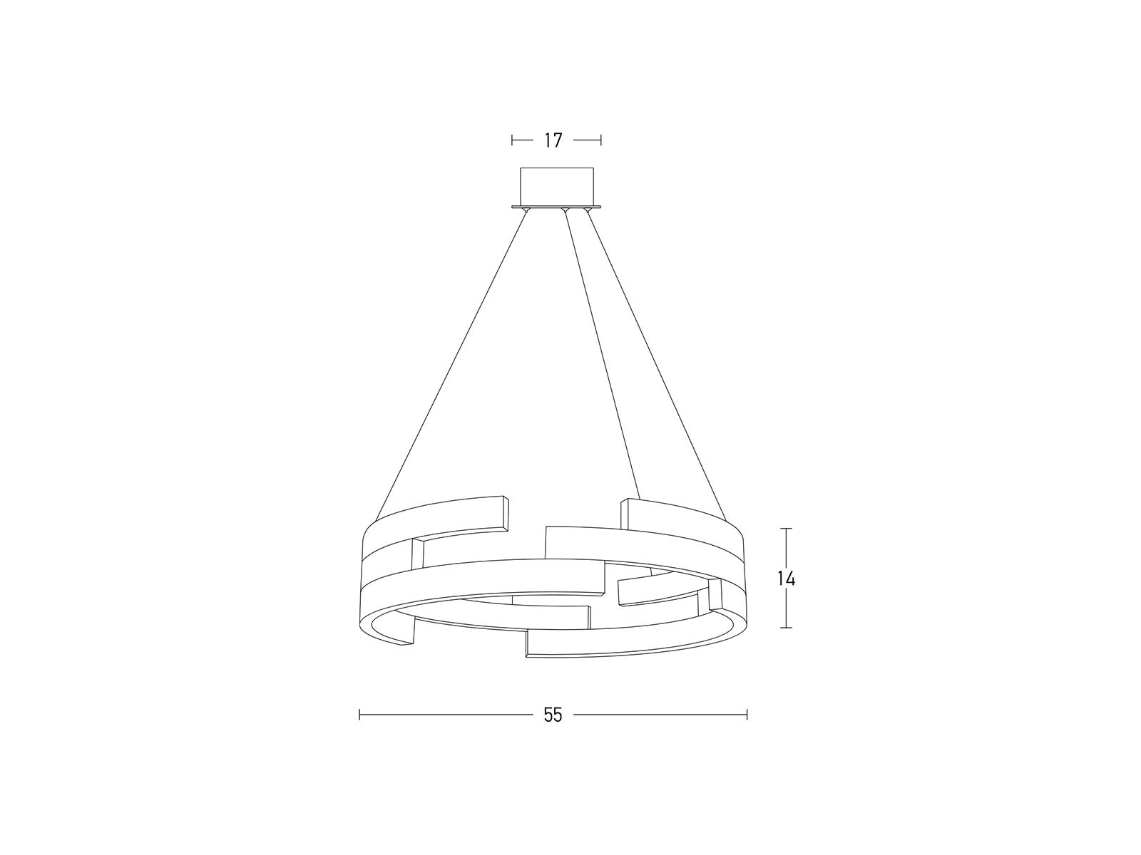 Závěsné LED svítidlo hnědé, 90W, 3000K, 55cm