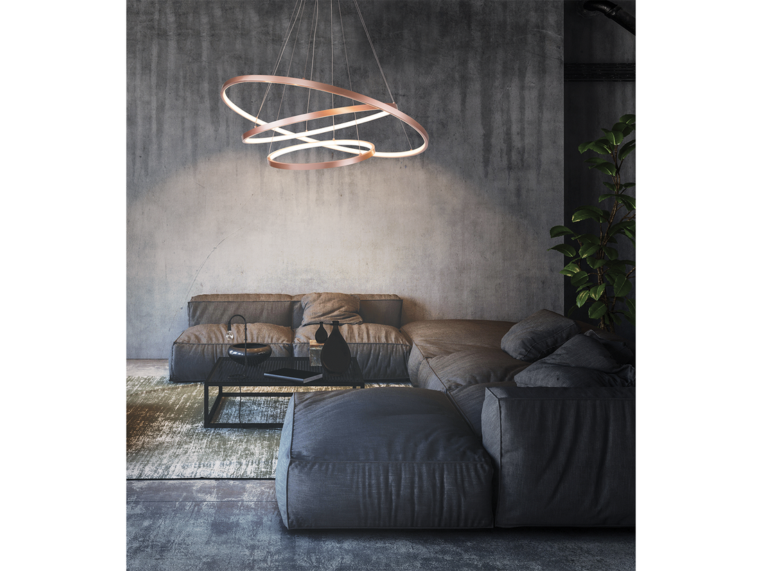 Závěsné LED svítidlo měděné, 135W, 3000K, 80cm