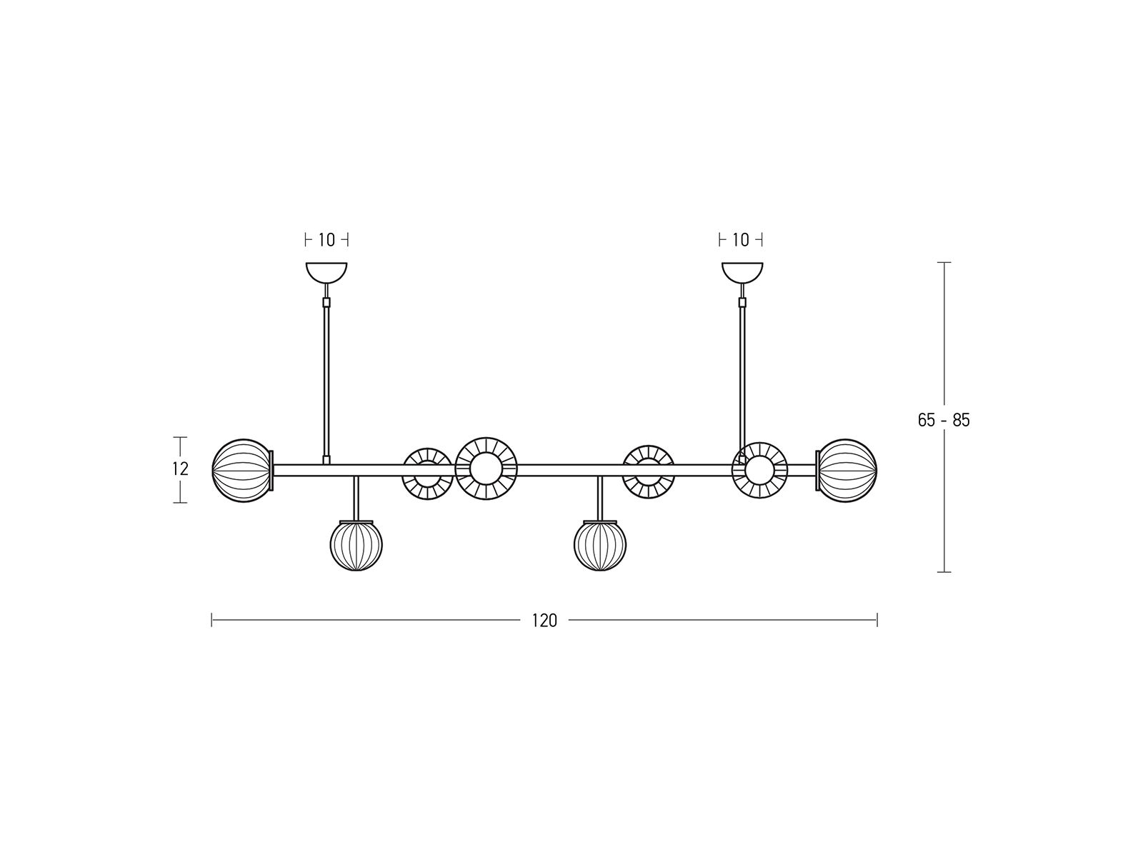 Závěsné svítidlo bronz, 8xG9, 120cm