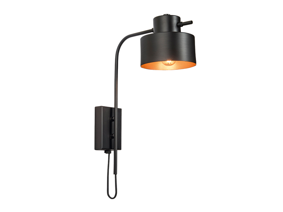 Nástěnné svítidlo černé, 1xE14, 42cm