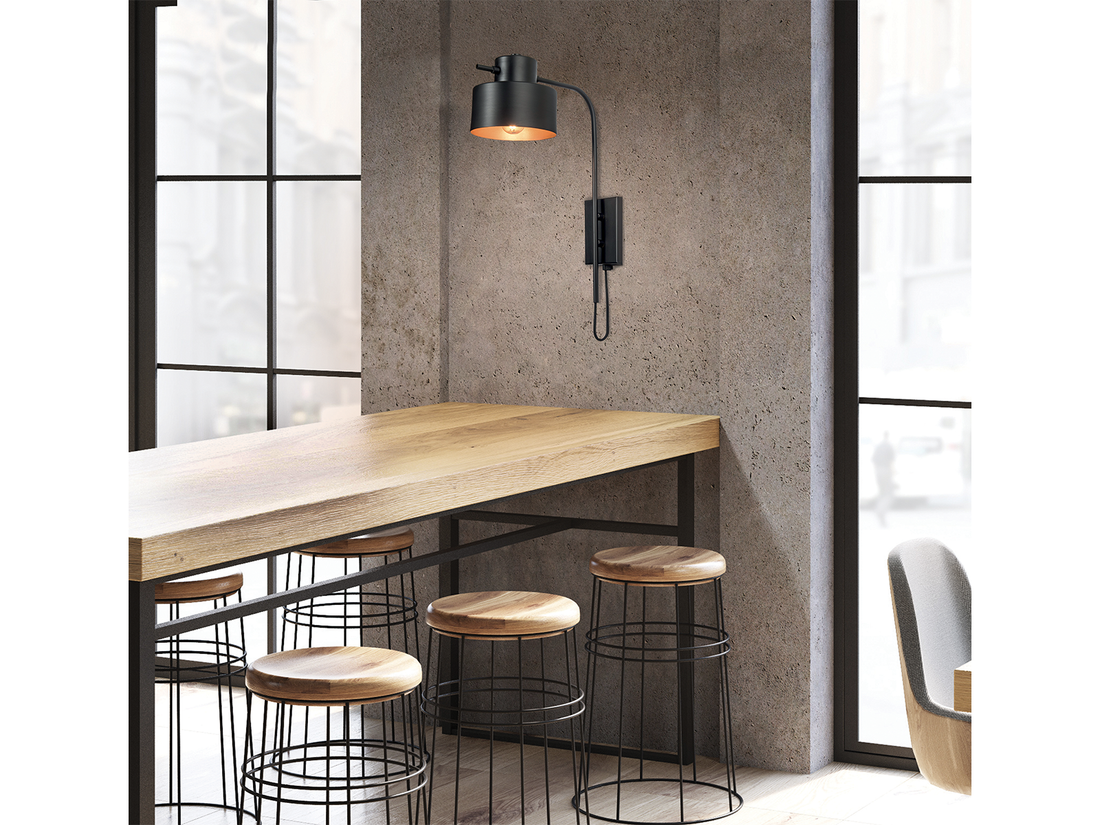 Nástěnné svítidlo černé, 1xE14, 42cm