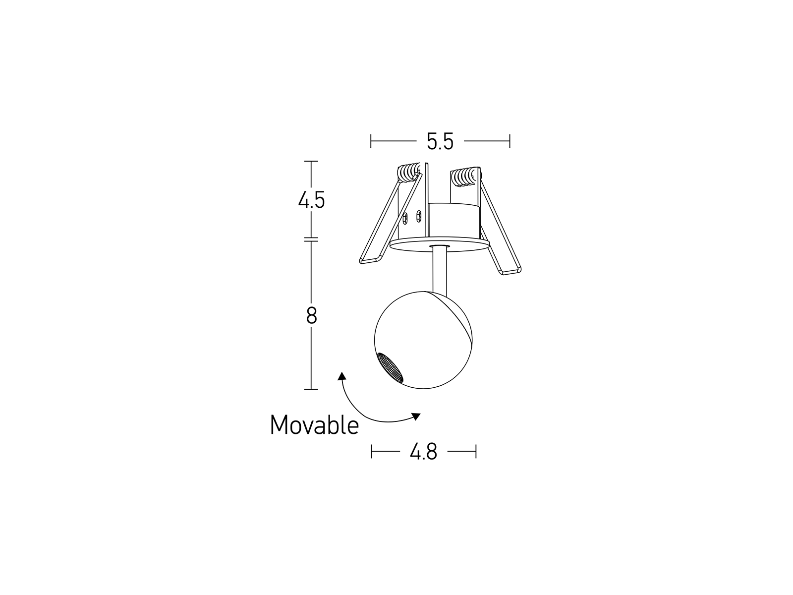 Stropní LED svítidlo do podhledu bílé, 4W, 3000K, 4,8cm