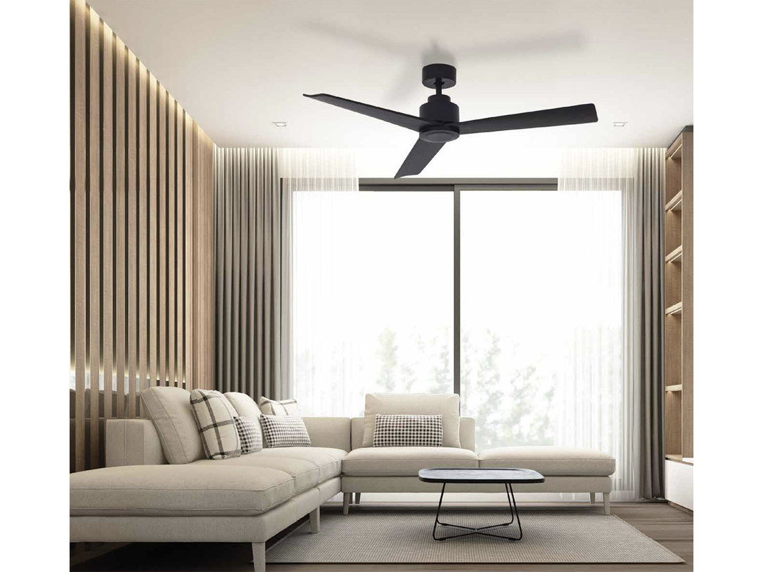 Stropní AC ventilátor, matně černý, ø132cm