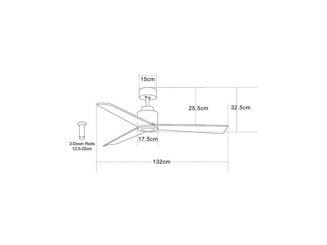 Stropní AC ventilátor, matně černý, třešňové dřevo, ø132cm