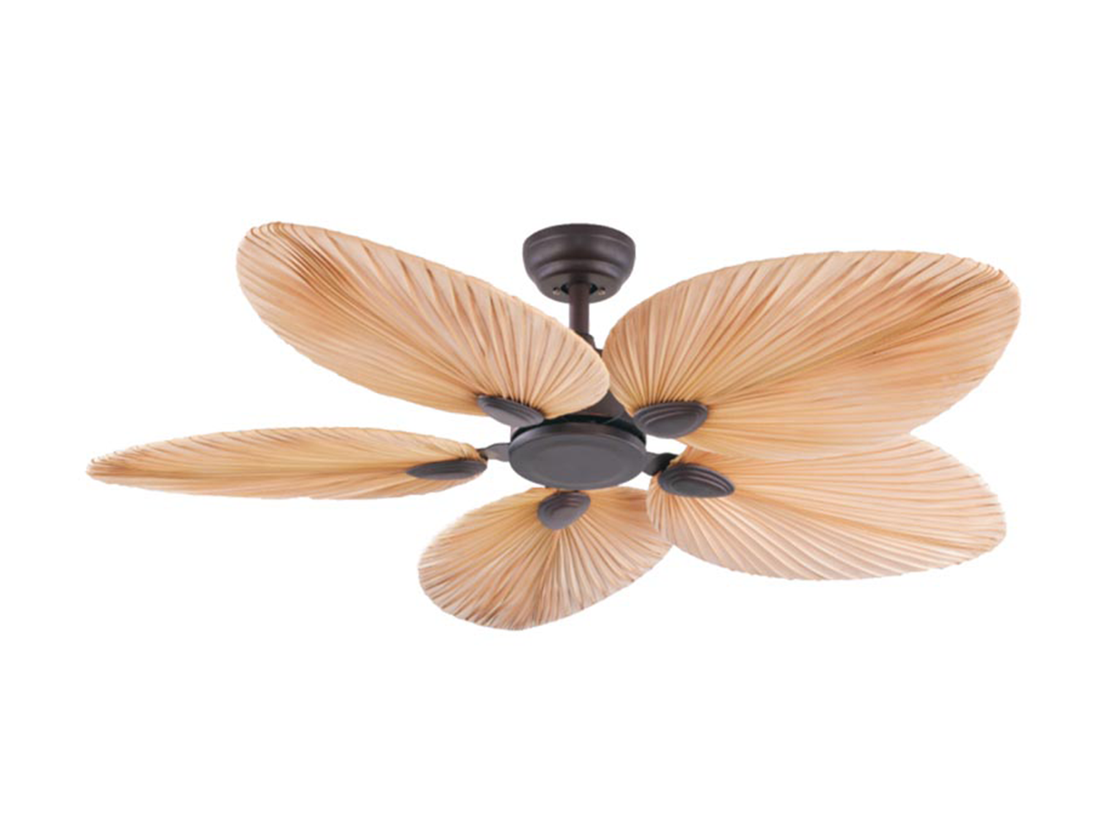 Stropní reverzní DC ventilátor, hnědý palmový list, ø132cm