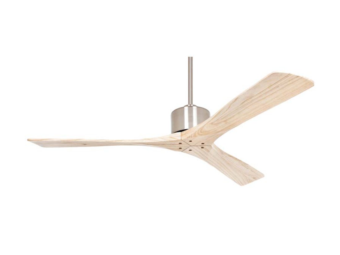 Stropní AC ventilátor, matný chrom, přírodní dřevo, ø132cm