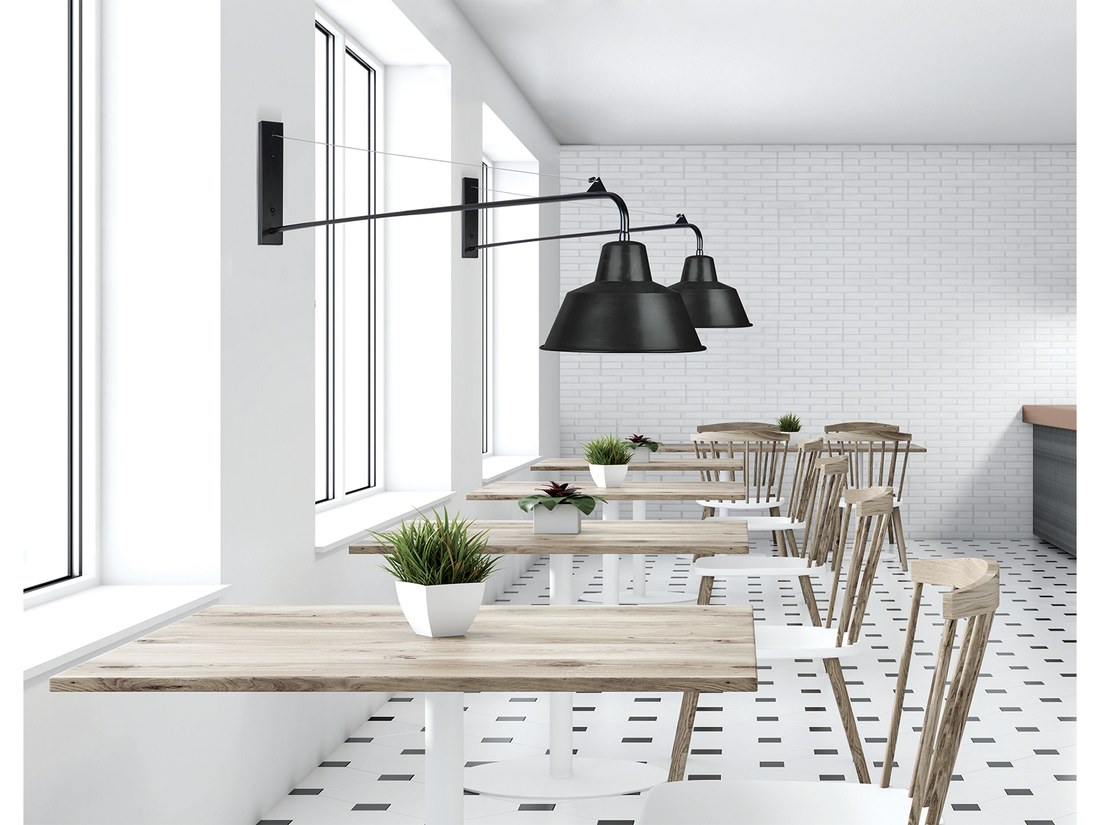 Nástěnné svítidlo černé, 1xE27, 130cm