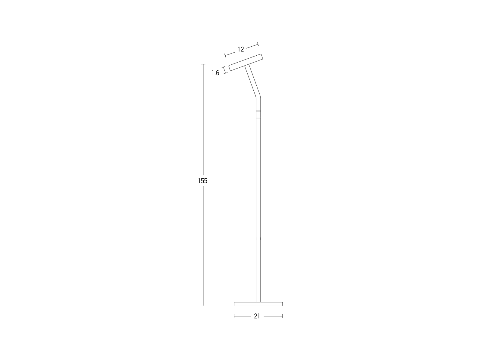 Stojací LED lampa černá, 9W, 3000K, 155cm