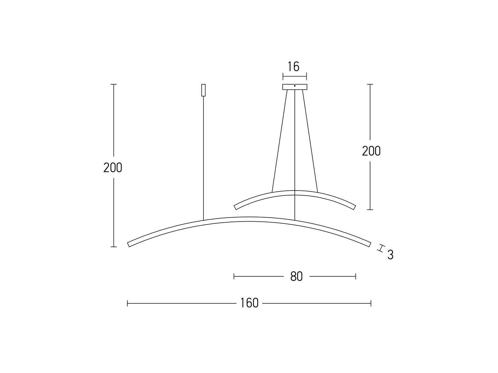 Závěsné stmívatelné LED svítidlo černé, 48W, 3000K, 160cm