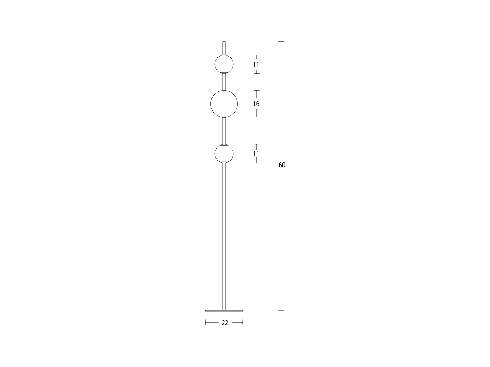 Stojací LED lampa černá, 12W, 3000K, 160cm