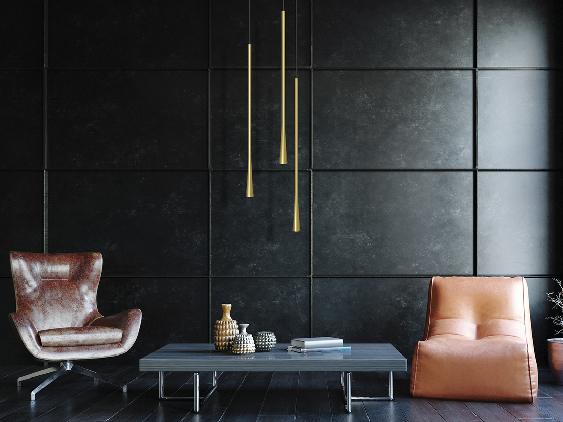 Závěsné LED svítidlo mosaz, 7W, 3000K, 60cm