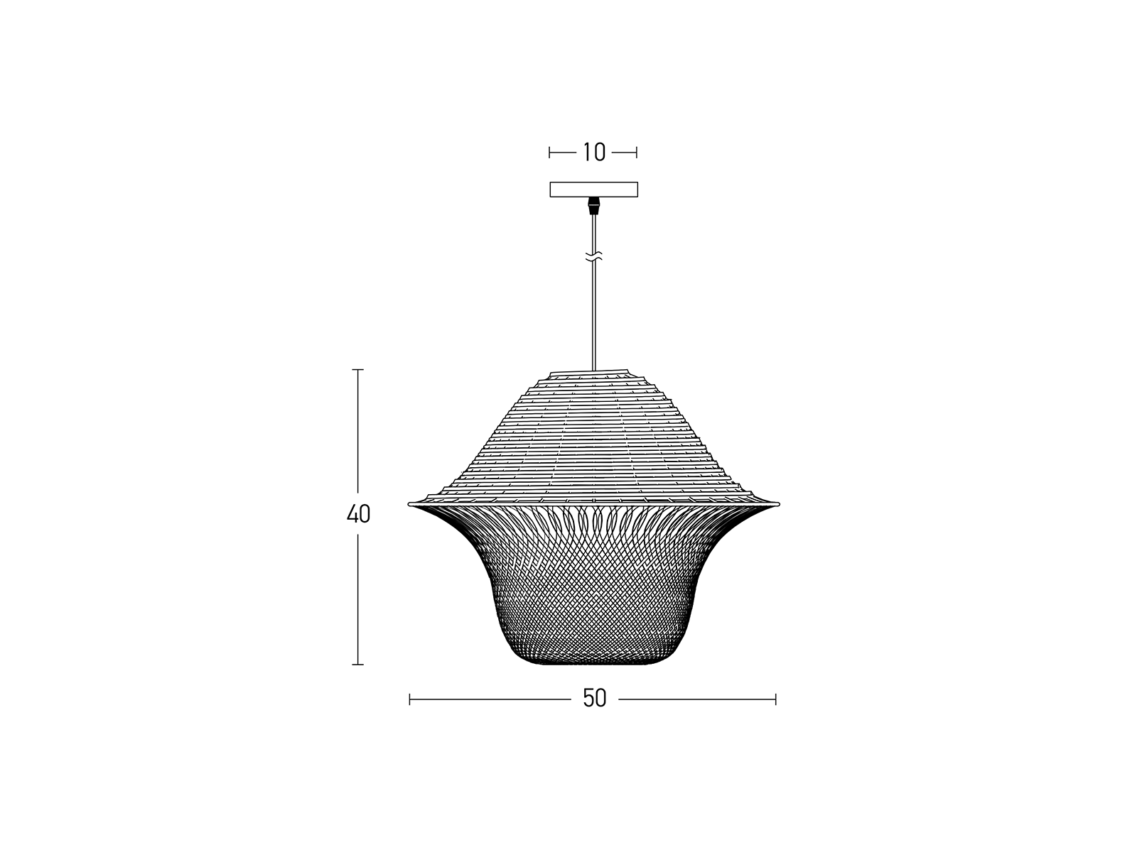 Závěsné svítidlo rattan, 1xE27, ø50cm