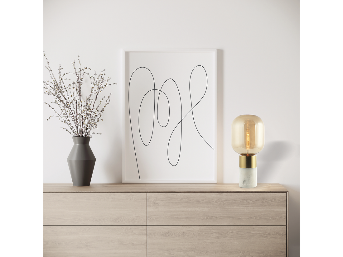 Stolní lampa z bílého mramoru, 1xE27, 44cm