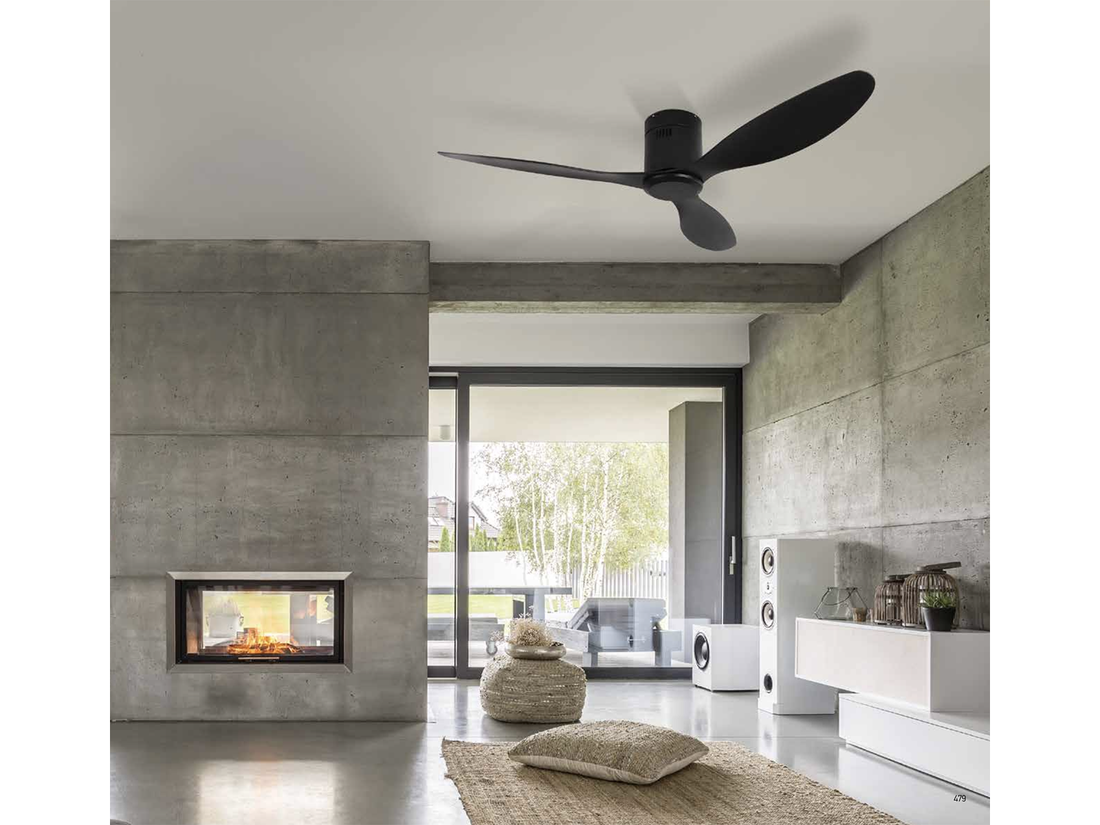 Stropní reverzní DC ventilátor, matně černý, ø137cm