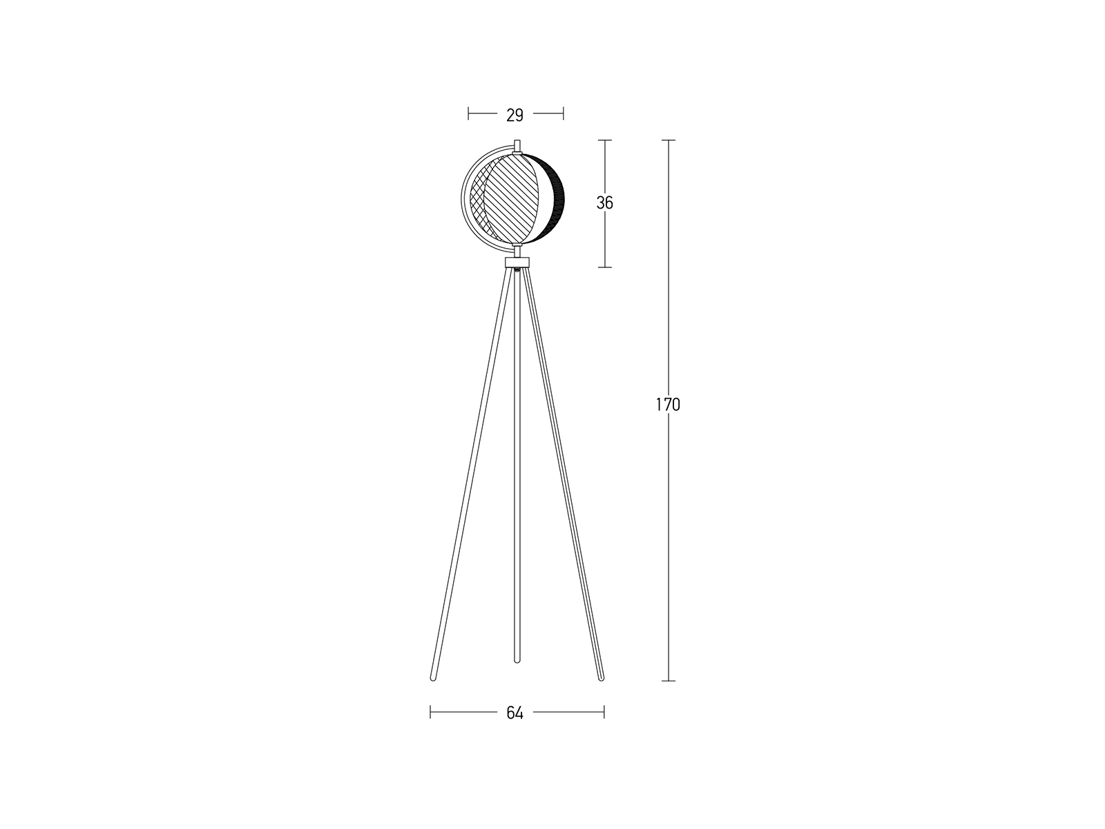 Stojací lampa matně černá, 1xE27, 170cm