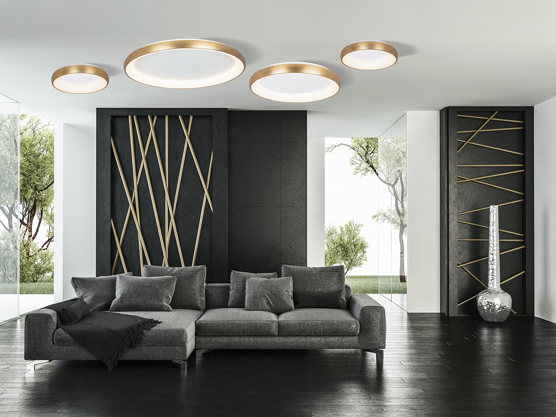 Stropní stmívatelné LED svítidlo zlaté, 50W, 3000K, 60cm