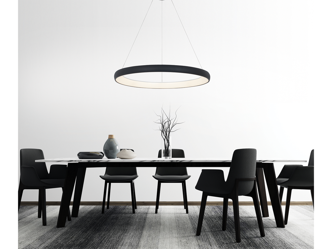 Závěsné LED stmívatelné svítidlo černé, 60W, 3000K, ø80cm