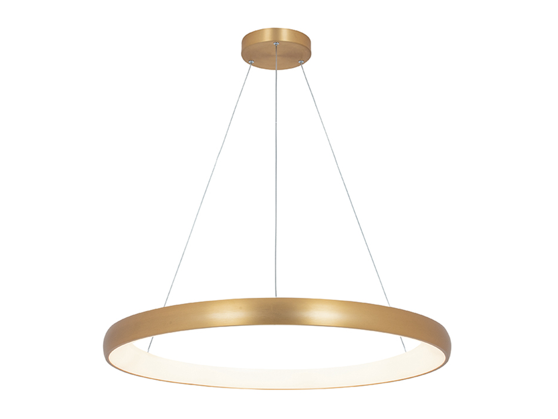 Závěsné LED stmívatelné svítidlo zlaté, 60W, 3000K, ø80cm