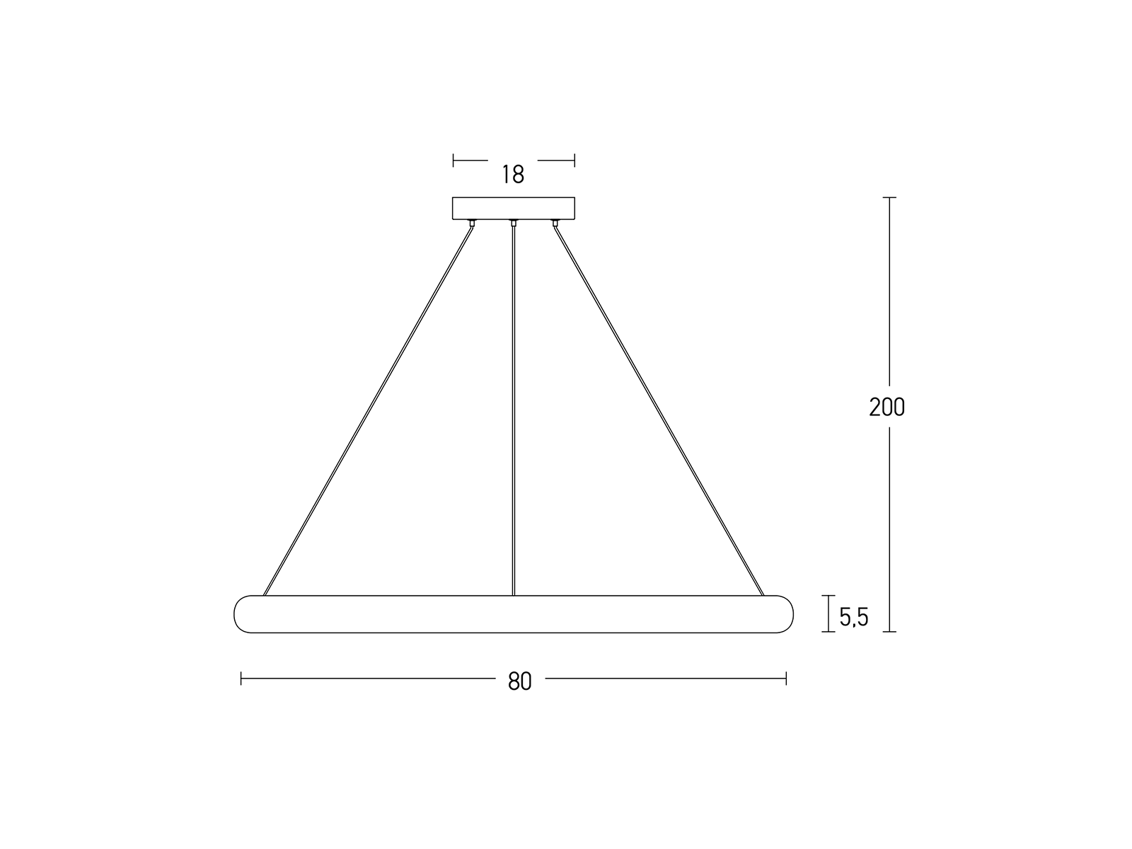 Závěsné LED stmívatelné svítidlo bílé, 60W, 3000K, ø80cm