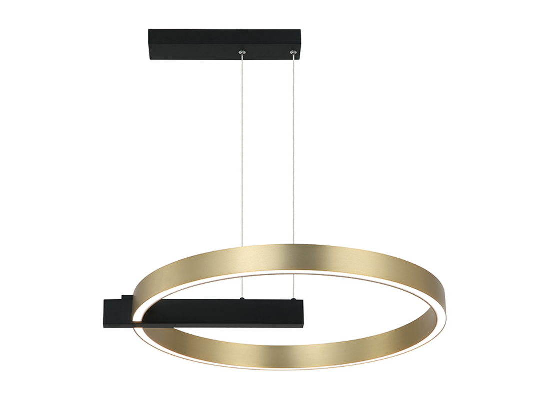 Závěsné LED stmívatelné svítidlo zlato/černé, 41W, 3000K, ø65cm