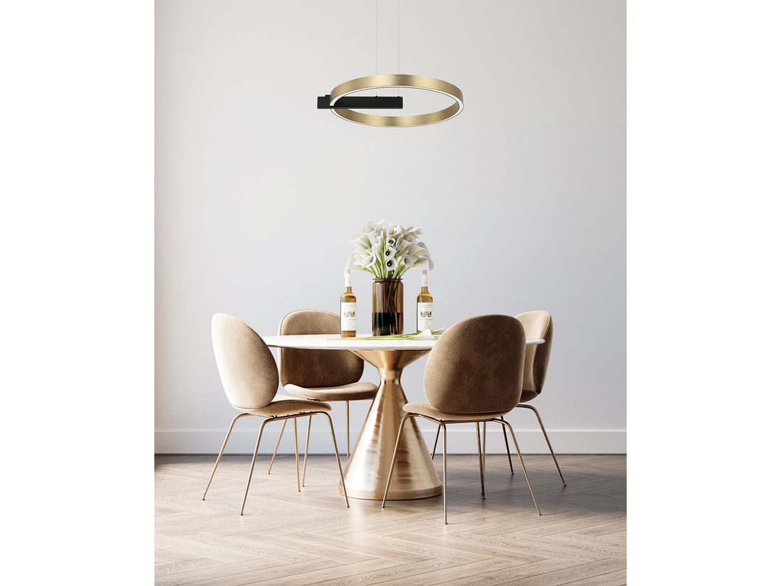 Závěsné LED stmívatelné svítidlo zlato/černé, 41W, 3000K, ø65cm