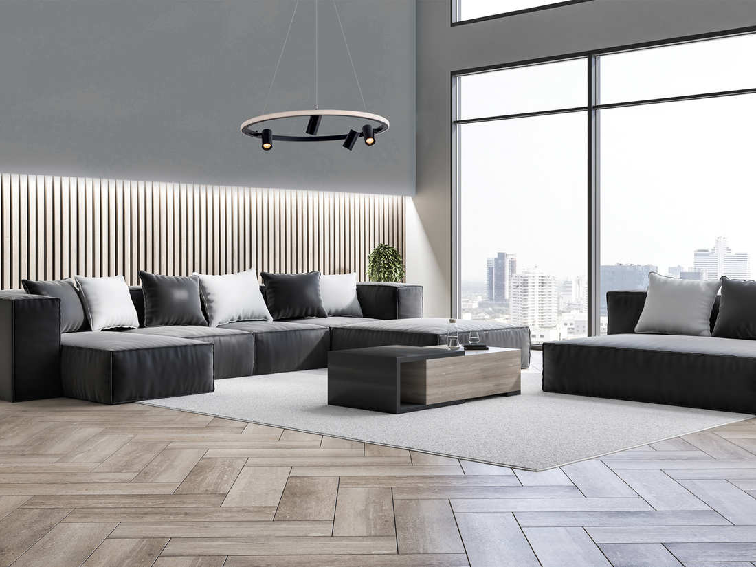 Závěsné LED stmívatelné svítidlo černé, 27W, 4x5W, 3000K, ø60cm