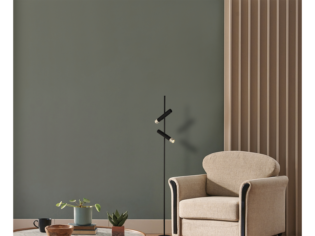 Stojací LED lampa černá/zlatá, 7W, 3000K, 151cm