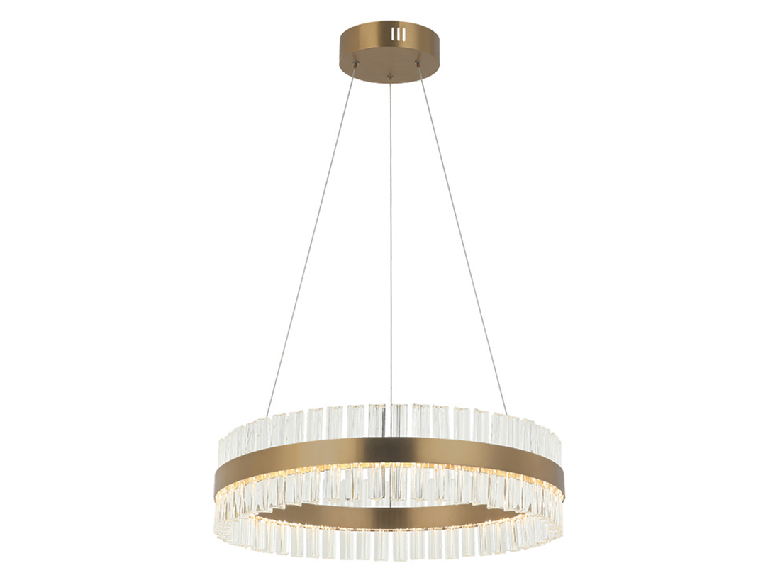 Závěsné stmívatelné LED svítidlo matně zlaté, 56W, 3000K, ø60cm