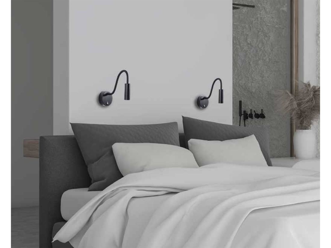 Nástěnné LED svítidlo matně černé, 3W, 3000K, 26cm