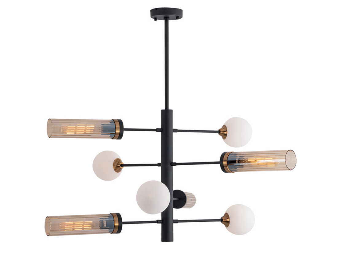 Závěsné svítidlo černá/mosaz, 4xG9, 4xE27 ø75cm