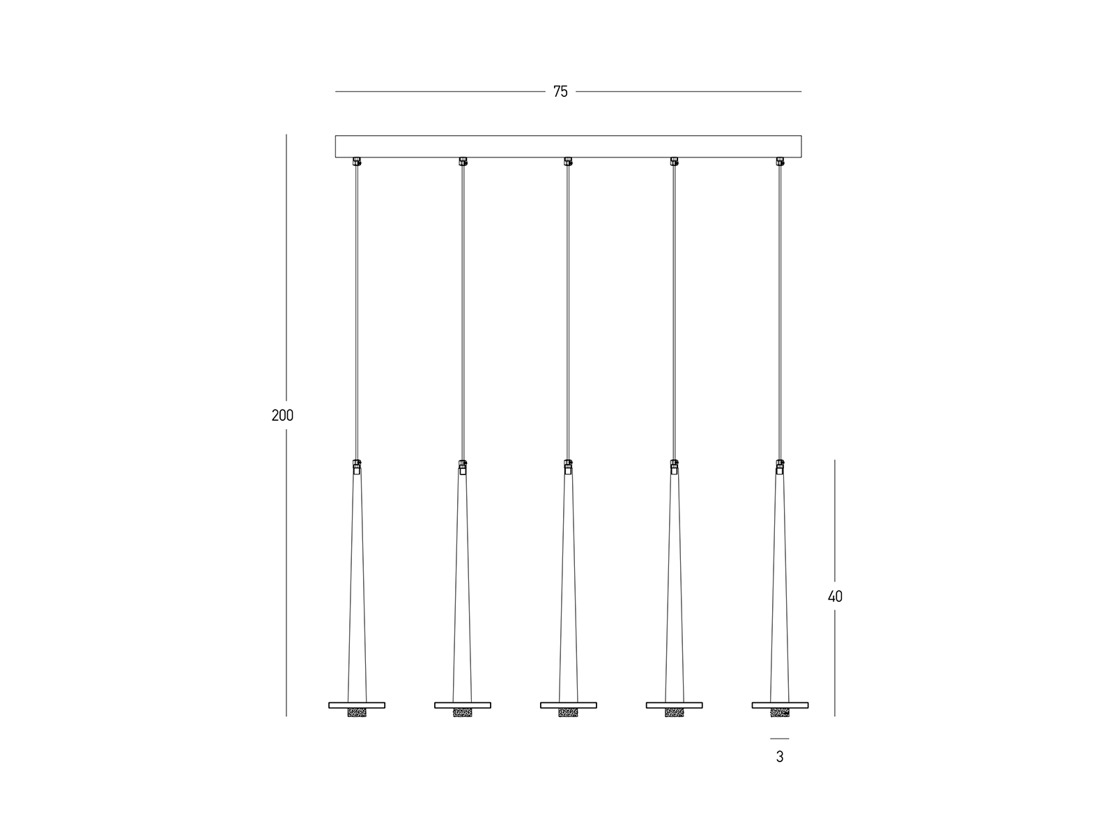 Závěsné LED svítidlo černé, bílý mramor, 15W, 3000K, 75cm