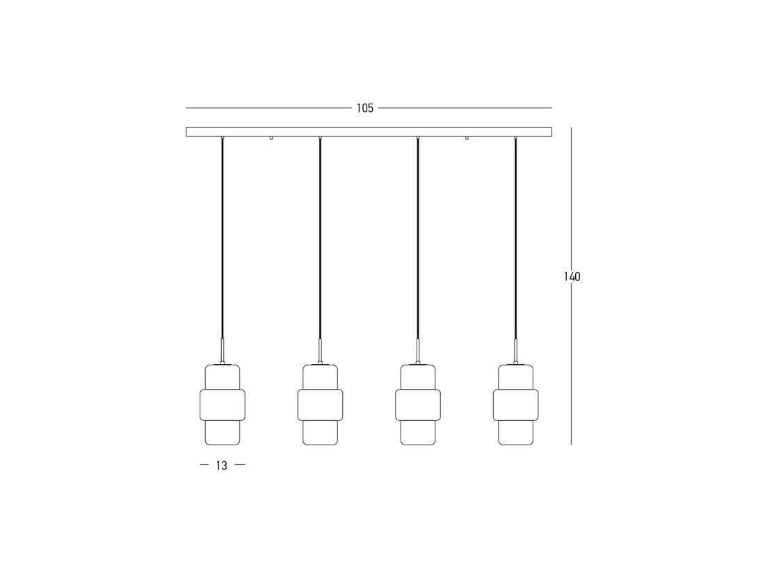 Závěsné svítidlo černé/chrom, 4xE27, 105cm