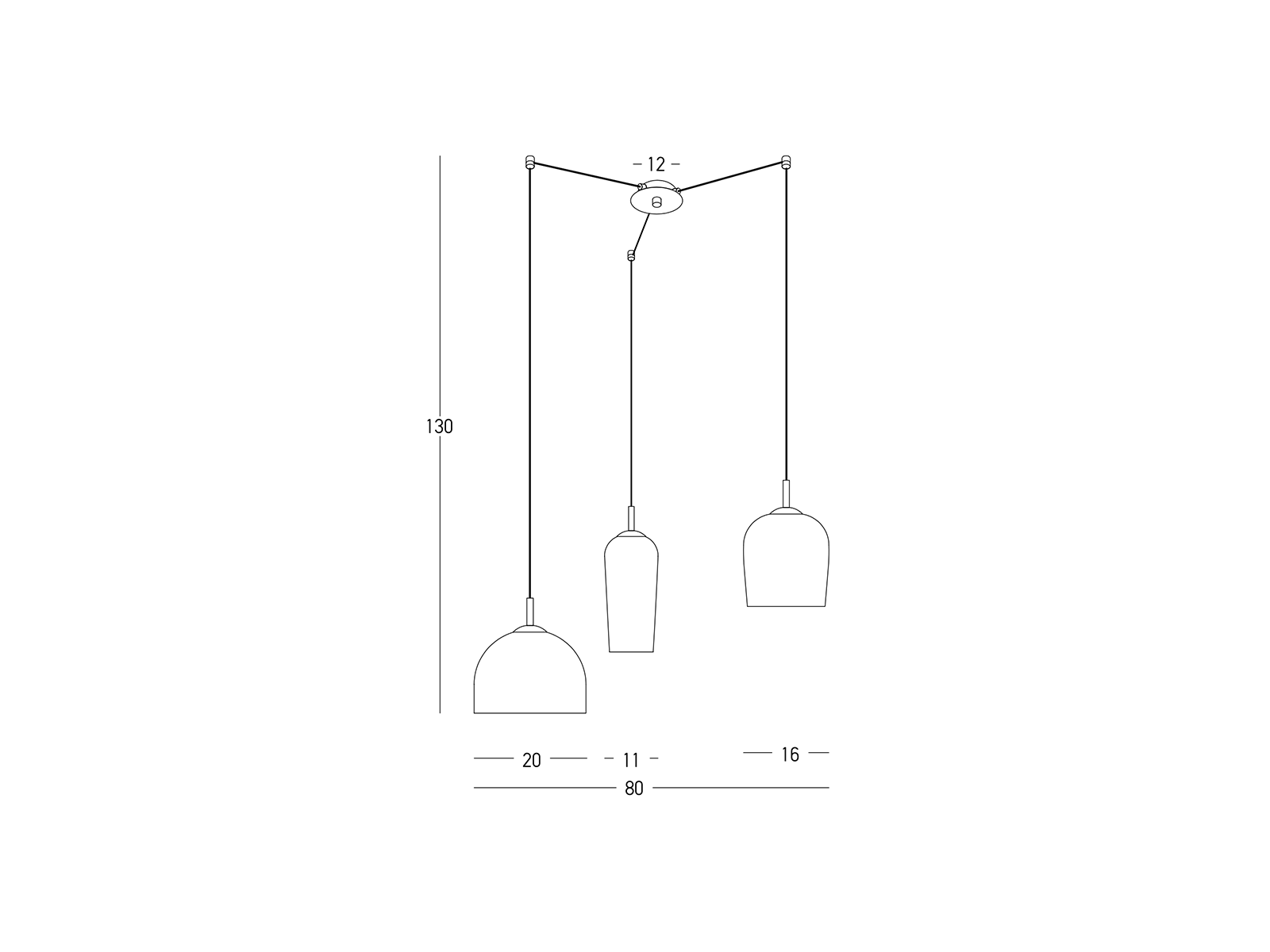 Závěsné svítidlo champagne, 3xE14, ø80cm