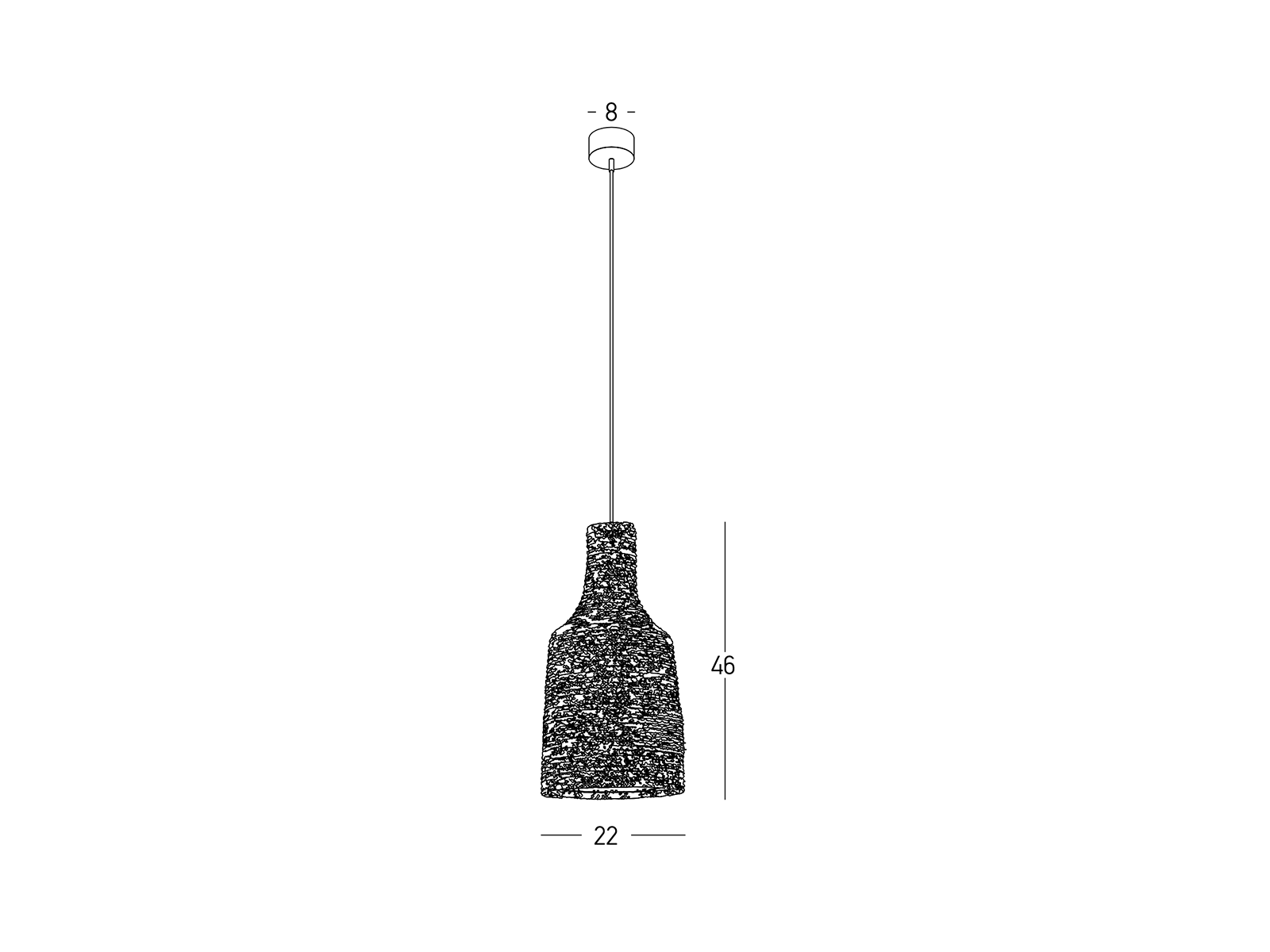 Závěsné svítidlo přírodní, 1xE27, ø22cm